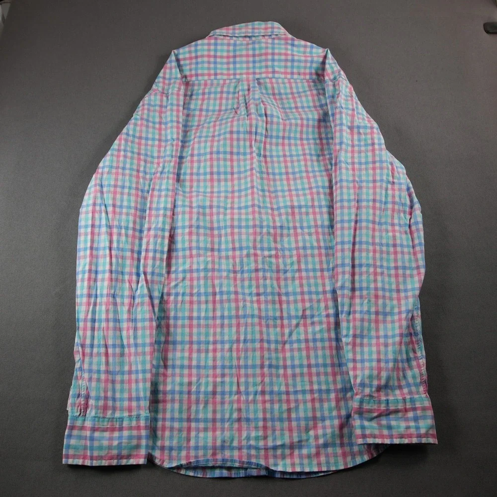 Vineyard Vines Classic Fit Murray Gingham Stretch Men Shirt M Pink Work Bissness